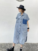 Distressed Short Sleeve Straight Loose Fitting Slim Dress